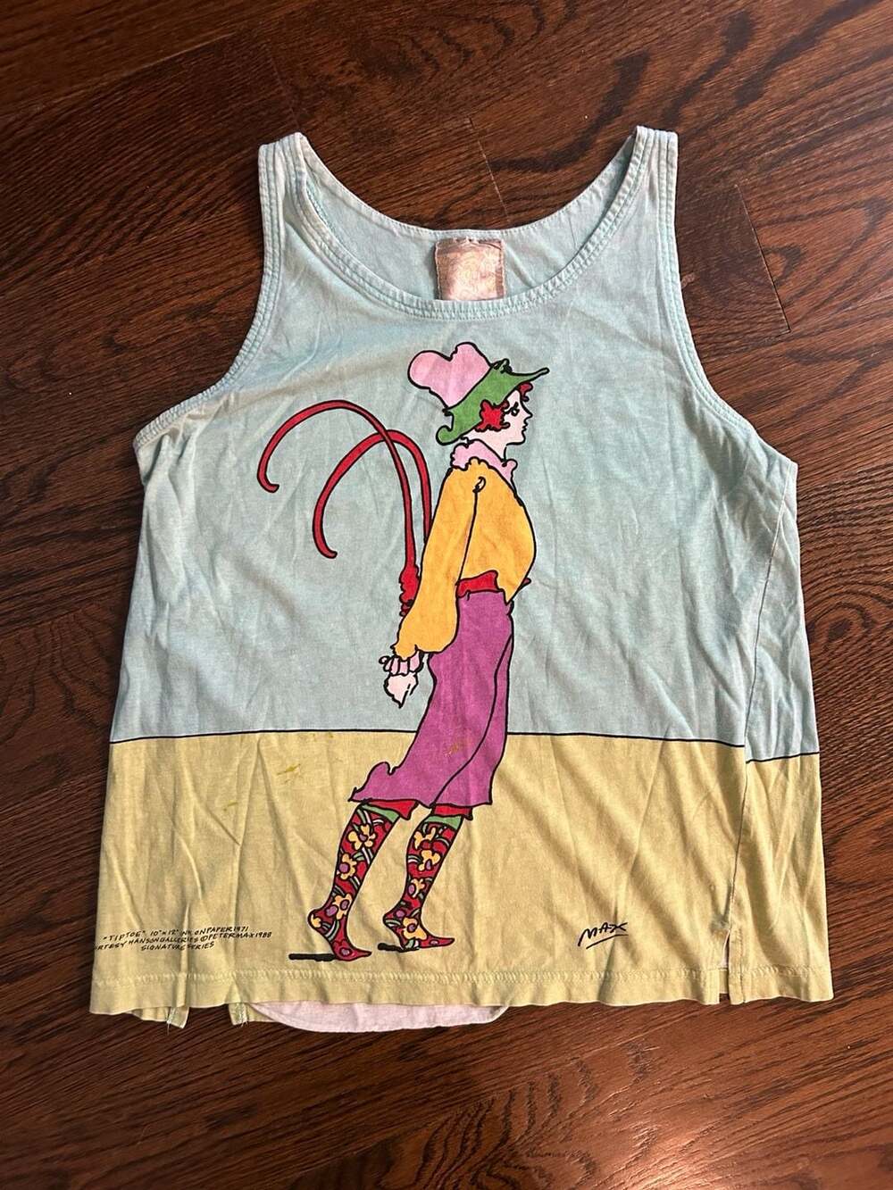 Peter Max Tiptoe Tank Top 1988 Vintage Art Graphic